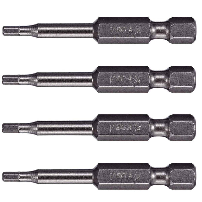 VEGA 6mm Hex Power Bits. Professional Grade ¼ Inch Hex Shank 6mm, 2 Inch Power Bits. 150H060A-4 (Pack of 4) #038