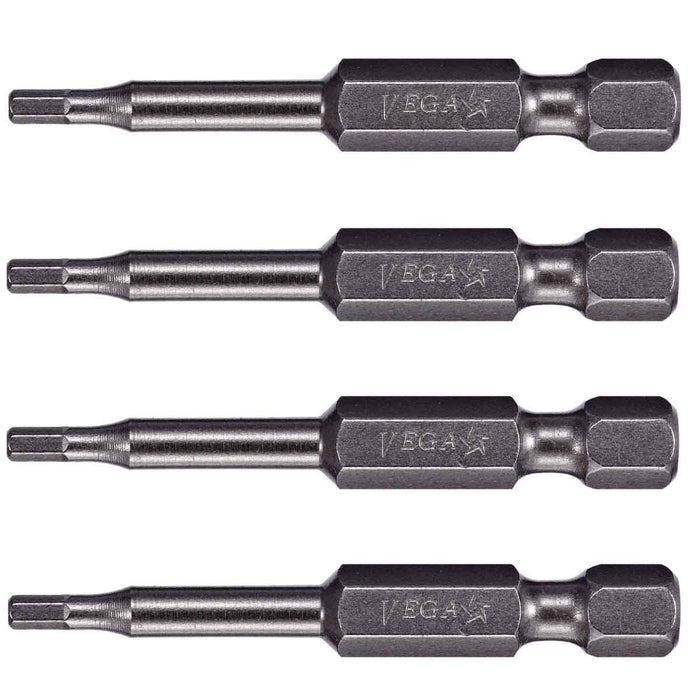 VEGA 5mm Hex Power Bits. Professional Grade ¼ Inch Hex Shank 5mm, 2 Inch Power Bits. 150H050A-4 (Pack of 4) #037