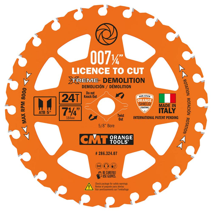 CMT 286.324.07 7-1/4in. 24T Carbide Tipped Xtreme Demolition Blade