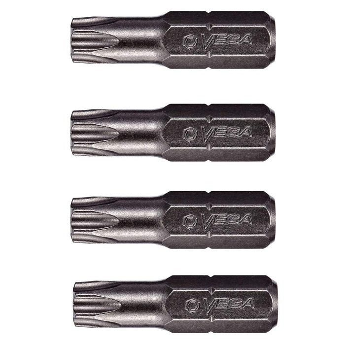 VEGA T20 TORX Security Bits. Professional Grade ¼ Inch Hex Shank TORX T-20 S2 Steel 1" Security Bits. 125TT20A #019