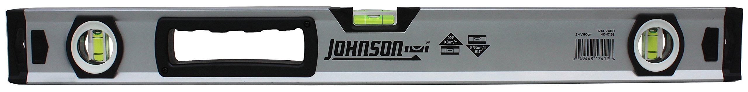 Johnson Level & Tool 1741-2400 Aluminum Box Level, 24", Orange, 1 Level