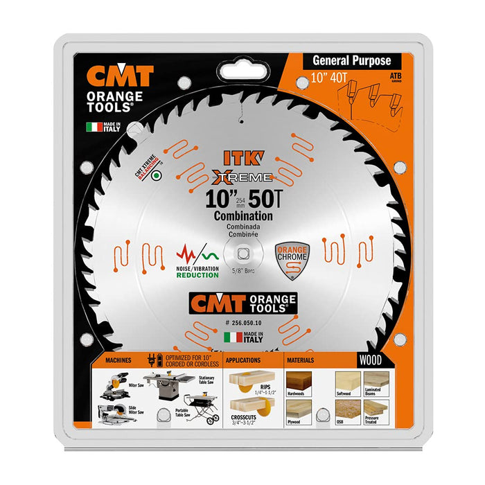 CMT 256.050.10 ITK XTreme Industrial Combination Saw Blade, 10-Inch x 50 Teeth 4 ATB + 1 FLAT Grind with 5/8-Inch Bore