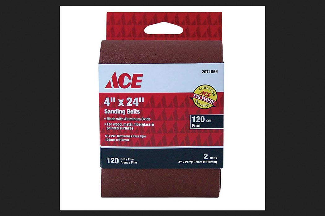 Ace 24 in. L X 4 in. W Aluminum Oxide Sanding Belt 120 Grit Fine 2 pc
