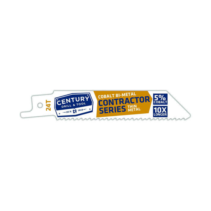 Century Drill & Tool 07424 4" Contractor Series Bi-Metal Reciprocating Saw Blade, 24T