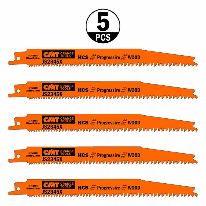 CMT JS2345X-5 6-10 TPI HCS Reciprocating Saw Blades for Wood (5 Pack), 7"