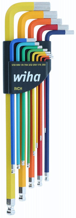 Wiha 13 Piece Ball End Color Coded Hex L-Key Set - SAE