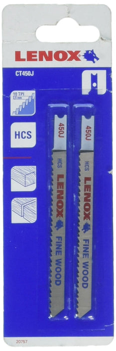 Lenox Tools 20757CT450J U-Shank High Carbon Steel Fine Wood Cutting Jig Saw Blade, 4-Inch x 5/16-Inch x 10 TPI, 2-Pack