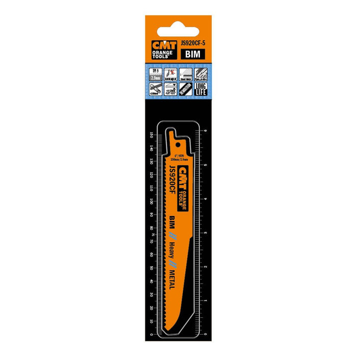 CMT USA, Inc. JS920CF-5 CMT 9 TPI Bimetal Reciprocating Saw Blades for Metal (5 Pack), 5"
