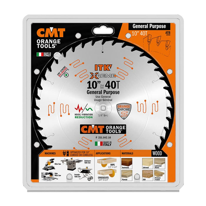 CMT 251.042.10 ITK XTreme General Purpose Saw Blade, 10-Inch x 40 Teeth ATB Grind with 5/8-Inch Bore
