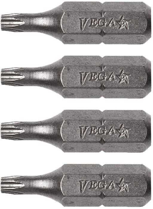 VEGA T8 TORX Security Bits. Professional Grade ¼ Inch Hex Shank TORX T-8 S2 Steel 1" Security Bits. 125TT08A #018