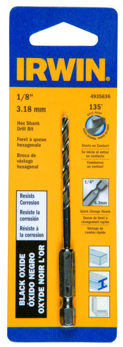 Irwin Tools 4935636 Black Oxide Hex Shank Drill Bit, 1/8-Inch