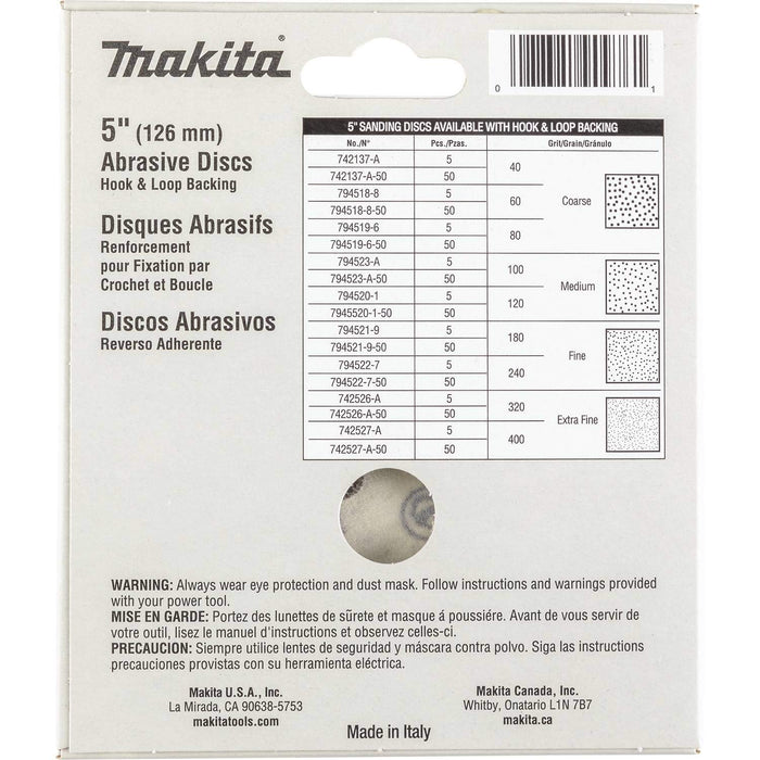 Makita 794519-6 5-Inch 80-Grit Abrasive Disc, 5 per package