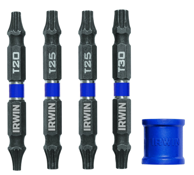 IRWIN Tools IMPACT Performance Series Double-Ended Screwdriver Power Bit, TORX, 2 3/8-inch length, 5-Piece Set with Magnetic Screw Hold Attachment (1903522)