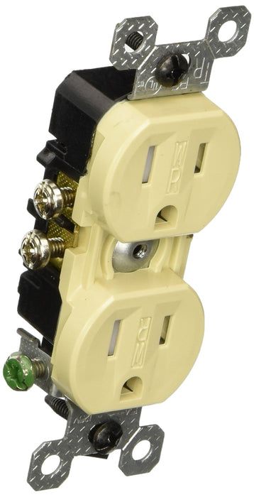 Pass & Seymour 3232TRWRICC8 Duplex Receptacle, Weather Resistant and Tamper Resistant, 15-Amp, 125-volt, Ivory