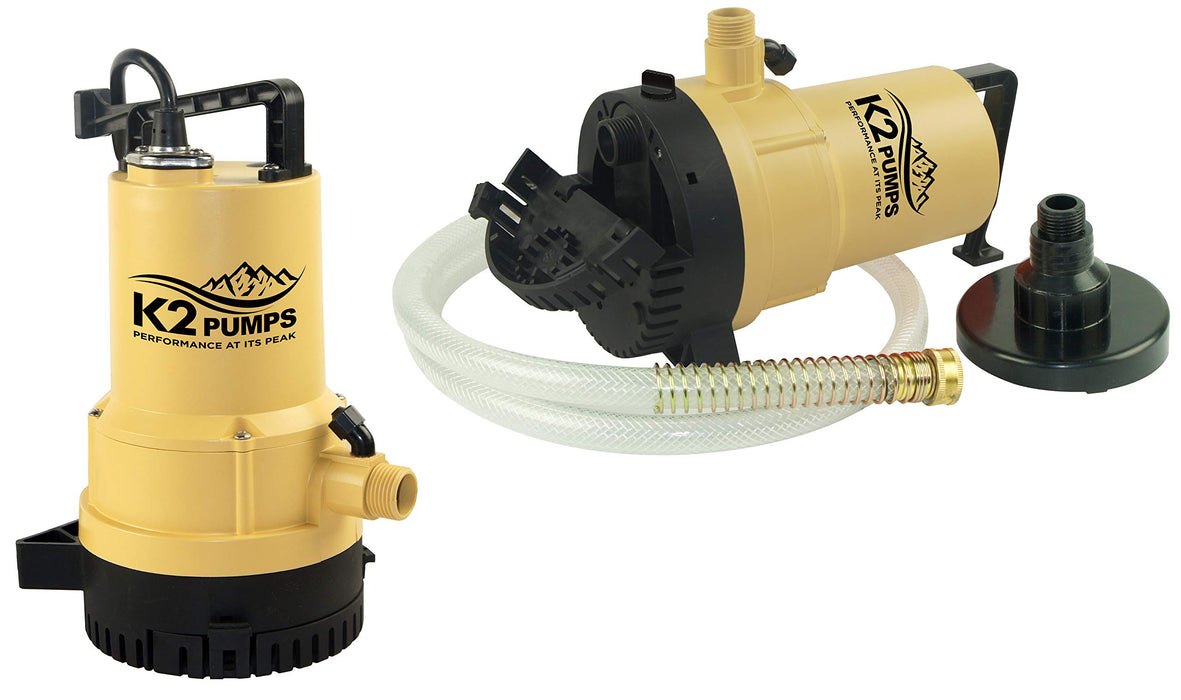 K2 Pumps UTM02501K 1/4 HP Duo 2-in-1, Thermoplastic Submersible Utility Pump and Transfer Pump - Like New