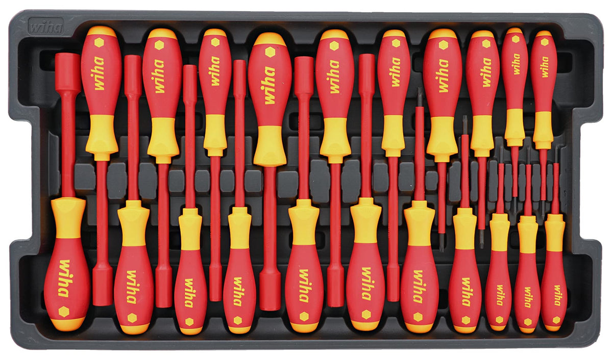 Wiha 32800 Insulated Tool Set with Screwdrivers, Nut Drivers, Pliers, Cutters, Ruler, Knife and Sockets in Rolling Tool Case, 10,000 Volt Tested and 1000 Volt Rated, 80-Piece Set