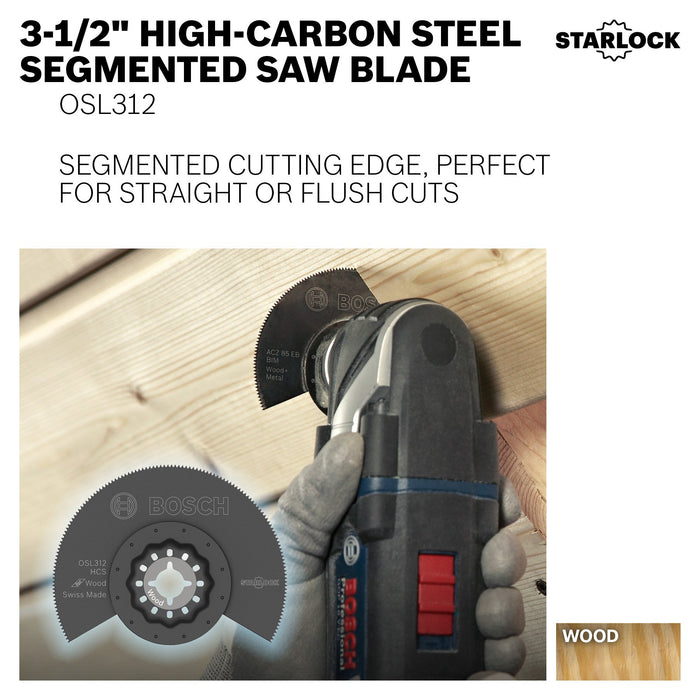 BOSCH OSL312 Starlock Oscillating Multi Tool High-Carbon Steel Segmented Saw Blade, 3-1/2"