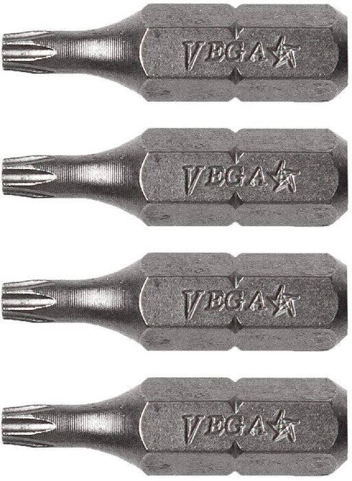 VEGA T9 TORX Security Bits. Professional Grade ¼ Inch Hex Shank TORX T-9 S2 Steel 1" Security Bits. 125TT09A #018