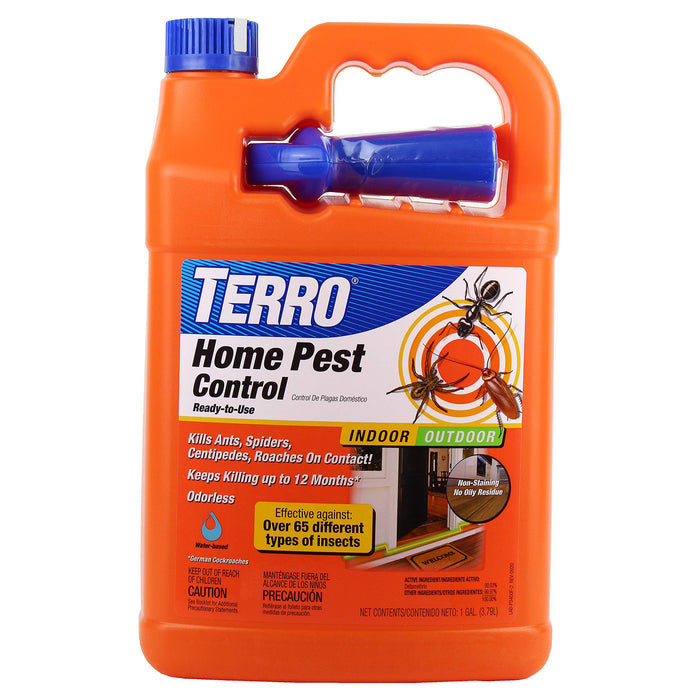 TERRO T3400B Indoor And Outdoor Home Insect Killer, 1 Gallon – Kills Ants, Cockroaches, Spiders, Fleas and Ticks, Orange