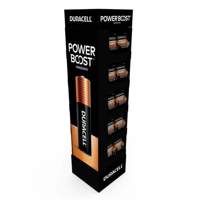 41333-41501 Duracell Coppertop Tower Floor Stand Display - 90 Count, AA/AAA - 4 Pack