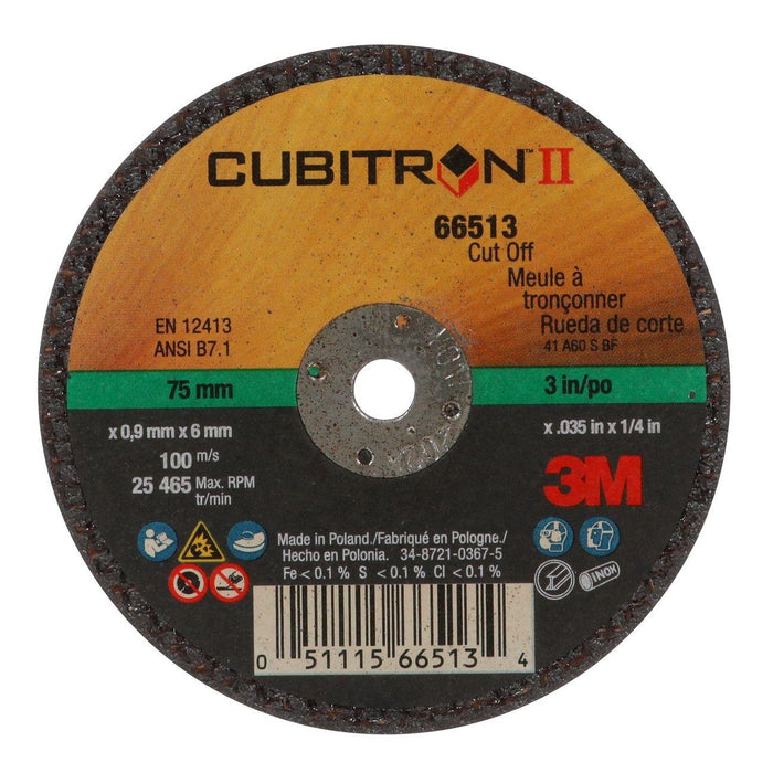 51115-66513 3M Cubitron II Cut-Off Wheel,Type 1,3"x0.035"x1/4",3M ID#/60440282329