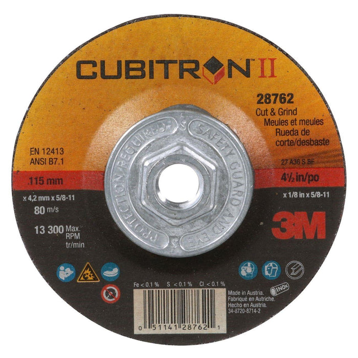 7100018882 3M™ Cubitron™ II Wheel, Cut and Grind, Right Angle, 4 1/2 Inch Dia