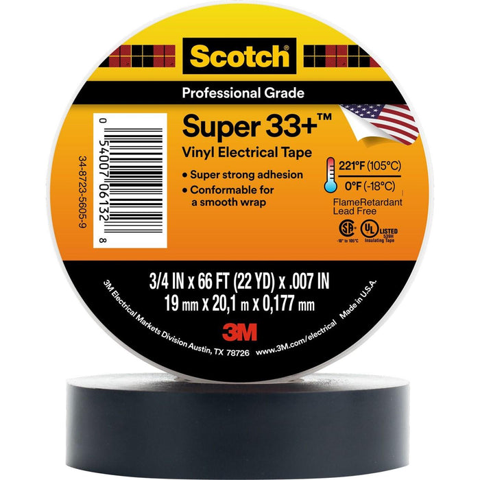 12-pack 54007-06130 3M Electrical Tape ,Scotch Super 33+ vinyl electrical tape, 3/4"x20ft (19mm x 6.1 m)