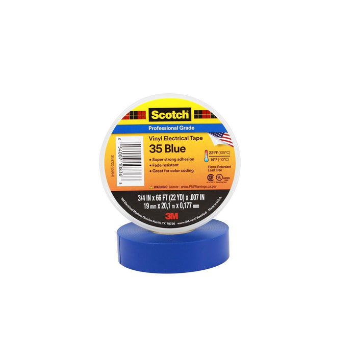 54007-10836 3M Scotch vinyl electrical Tape 35, 3/4" x 66', Blue