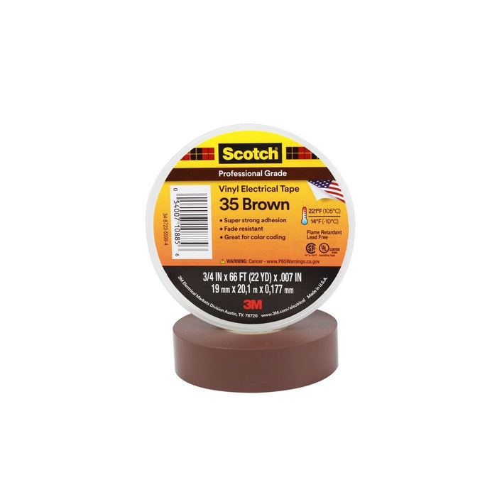 54007-10885 3M Scotch Vinyl Electrical Tape 35, 3/4" x 66', Brown