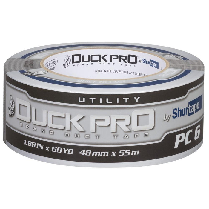 105449 Shurtape Duck Pro PC 6 Utility Duct Tape, Silver, 48mm x 55M, 6 mil