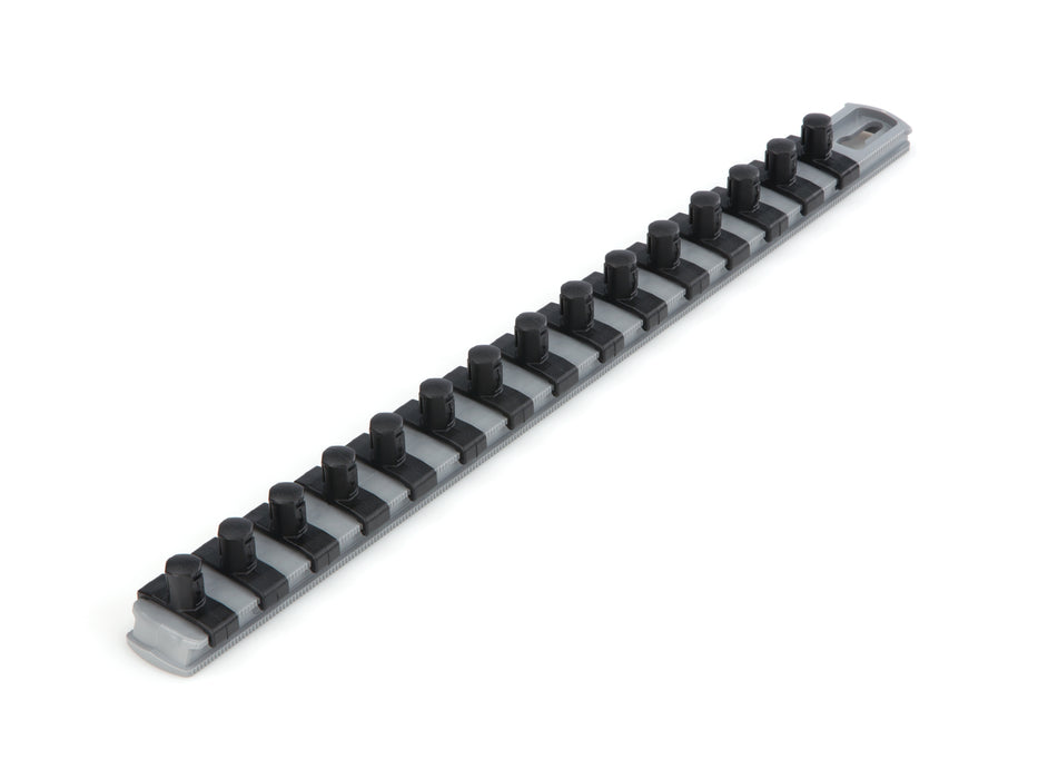 3/8 Inch Drive x 13 Inch Socket Rail, 15 Clips (Gray)