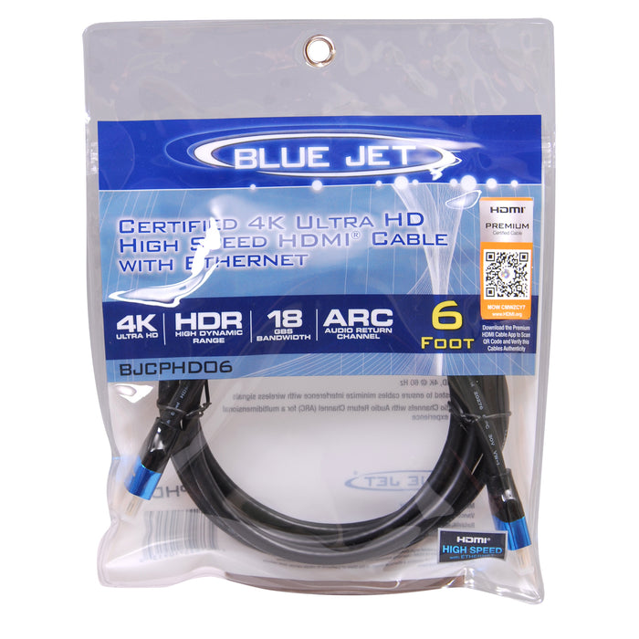 Blue Jet 3797073 6 ft. High Speed Cable with Ethernet HDMI  Black