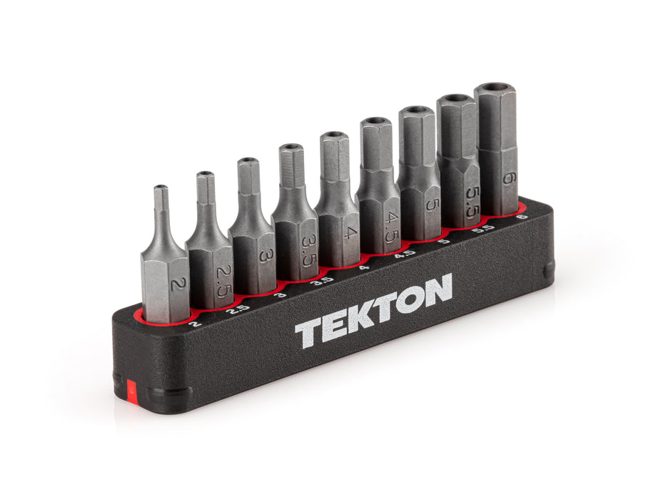 1/4 Inch Metric Security Hex Bit Set with Rail, 9-Piece (2-6 mm)