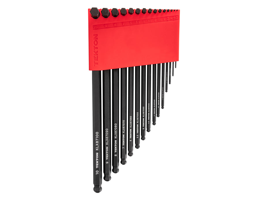 Short Arm Ball End Hex L-Key Set with Holder, 15-Piece (1.3-10 mm)