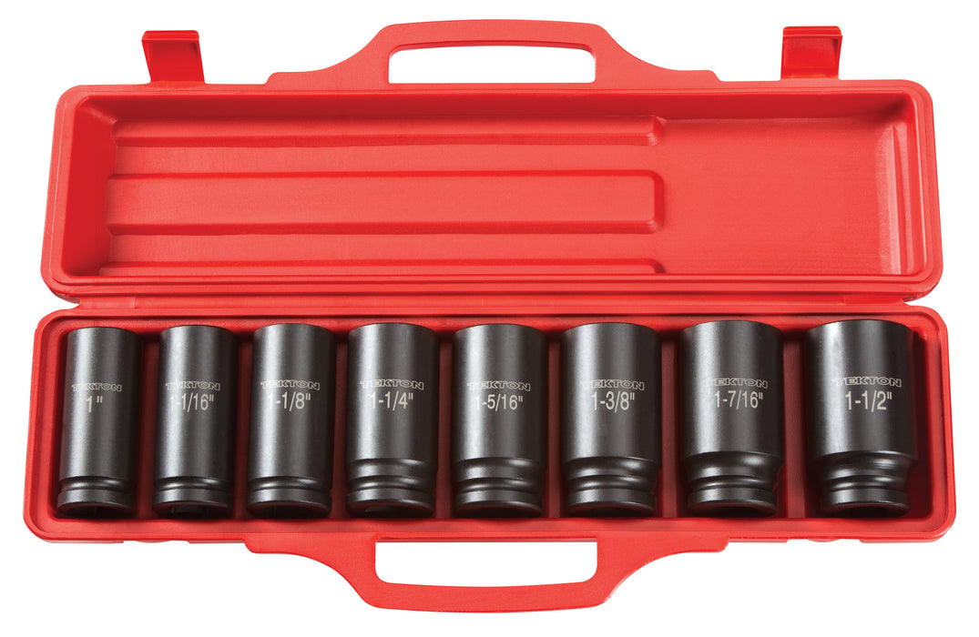 3/4 Inch Drive Deep 6-Point Impact Socket Set, 8-Piece (1 - 1-1/2 in.)