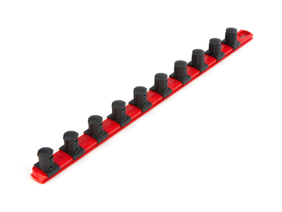 3/4 Inch Drive x 18 Inch Socket Rail, 10 Clips (Red)