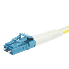 LC Duplex Fiber Optic Patch Cable, OS2 9/125 Singlemode, Yellow Jacket, Blue Connector, 5 meter (16.5 foot)