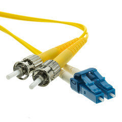 LC/ST Duplex Fiber Optic Patch Cable, OS2 9/125 Singlemode, Yellow Jacket, 1 meter (3.3 foot)