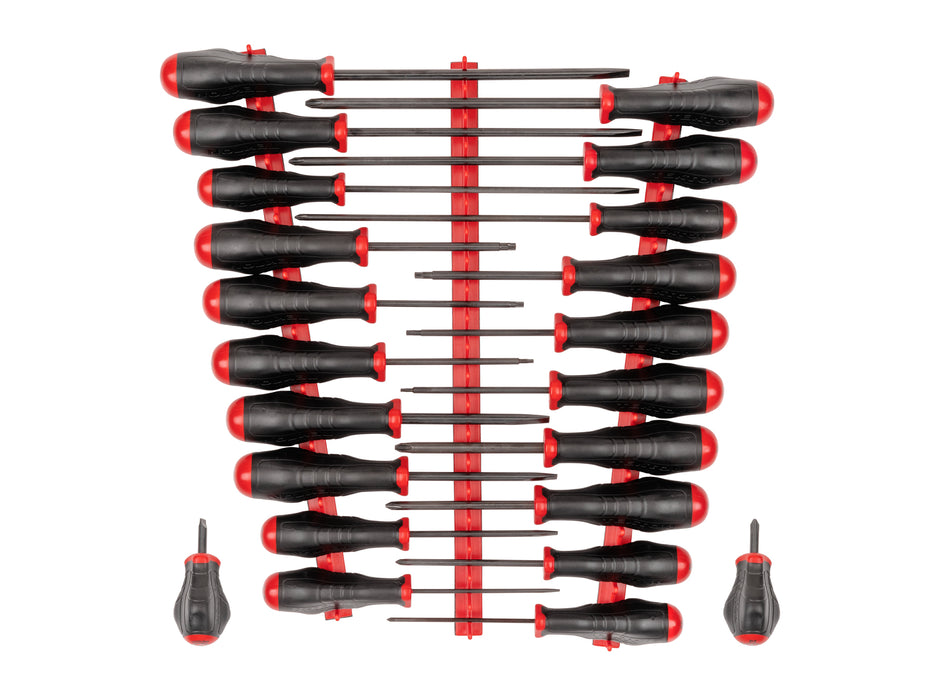 Highorque Black Oxide Blade Screwdriver Set with Red Rails, 22-Piece (#0-#3, 1/8-5/16 in., T10-30)