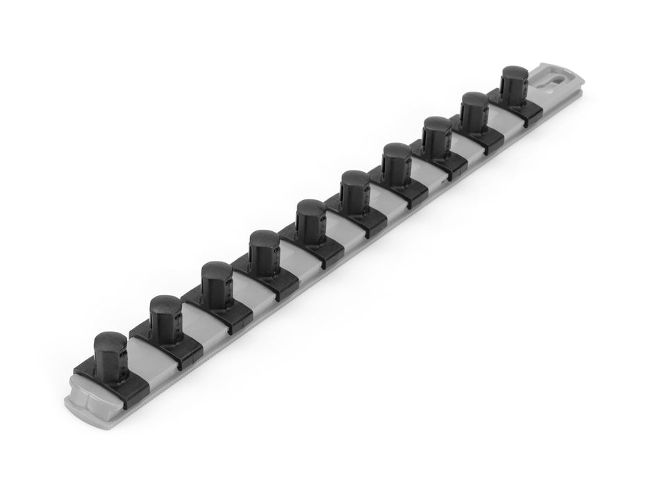 1/2 Inch Drive x 13 Inch Socket Rail, 10 Clips (Gray)