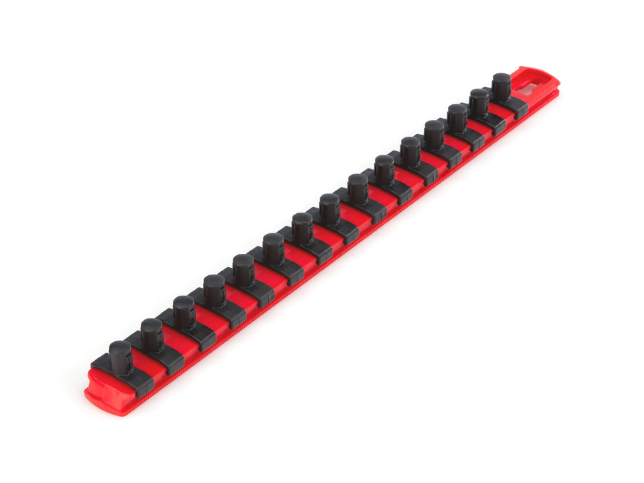 3/8 Inch Drive x 13 Inch Socket Rail, 15 Clips (Red)