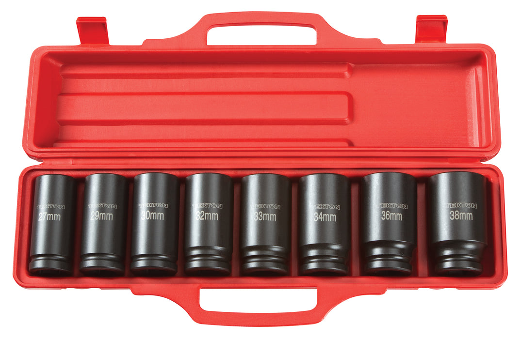 3/4 Inch Drive Deep 6-Point Impact Socket Set, 8-Piece (27-38 mm)