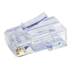 Simply45 Cat6a Pass Through RJ45 Crimp Connectors, Solid 23AWG, Red Tint, Hi/Lo Stagger, Clamshell 100 pieces