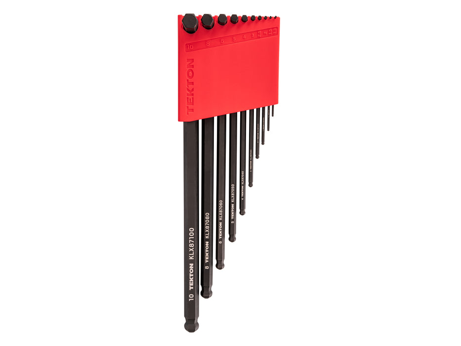 Short Arm Ball End Hex L-Key Set with Holder, 10-Piece (1.3-10 mm)