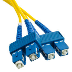 SC Duplex Fiber Optic Patch Cable, OS2 9/125 Singlemode, Yellow Jacket, Blue Connector, 5 meter (16.5 foot)