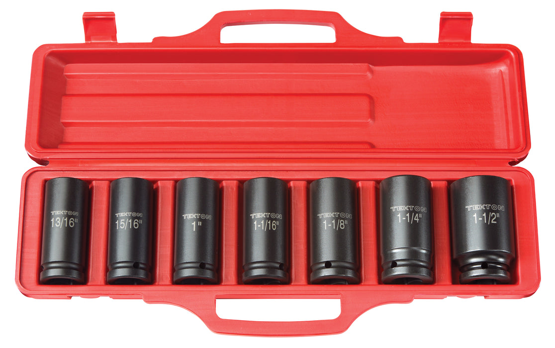 3/4 Inch Drive Deep 6-Point Impact Socket Set, 7-Piece (13/16 - 1-1/2 in.)