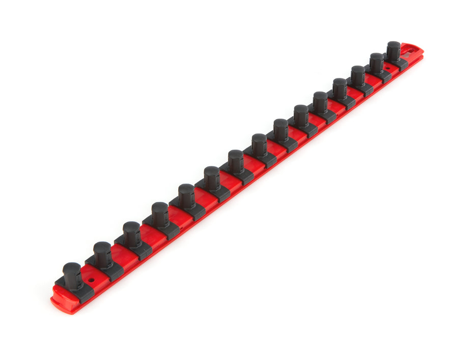 1/2 Inch Drive x 18 Inch Socket Rail, 15 Clips (Red)