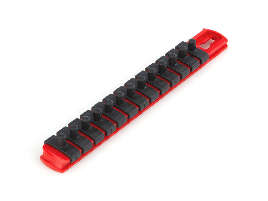 1/4 Inch Drive x 8 Inch Socket Rail, 13 Clips (Red)