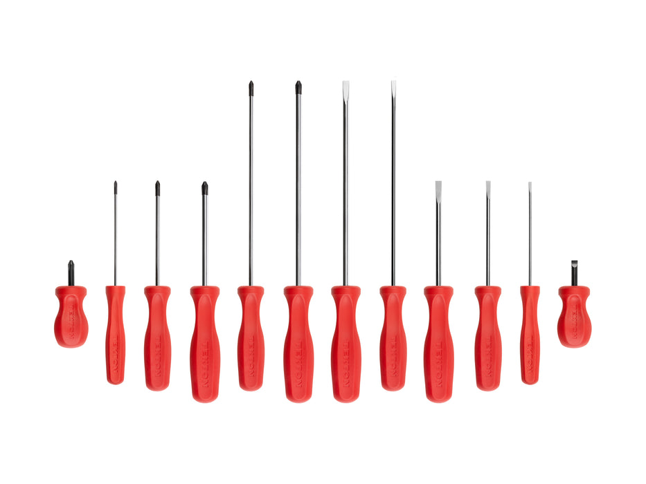 Hard Handle Screwdriver Set, 12-Piece (#0-#2, 1/8-1/4 in.)