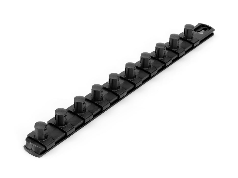 1/2 Inch Drive x 13 Inch Socket Rail, 10 Clips (Black)
